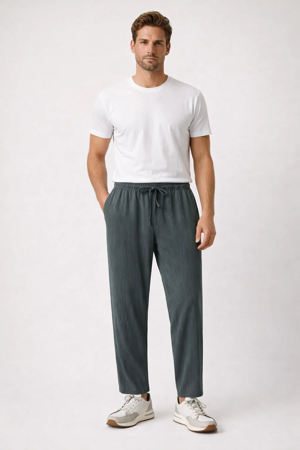 Avaron Linen Pantalon Dark Green
