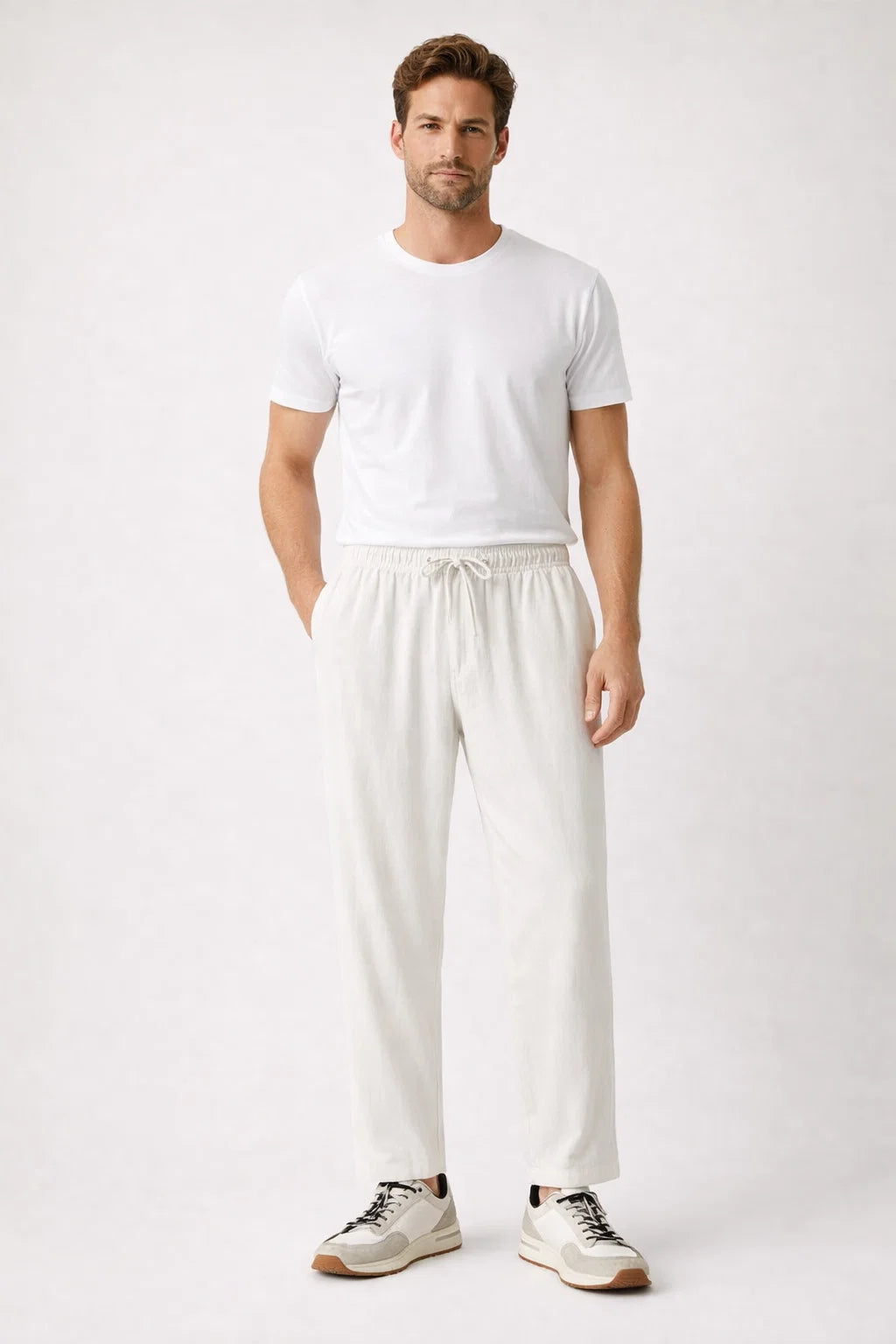 Avaron Linen Pantalon White