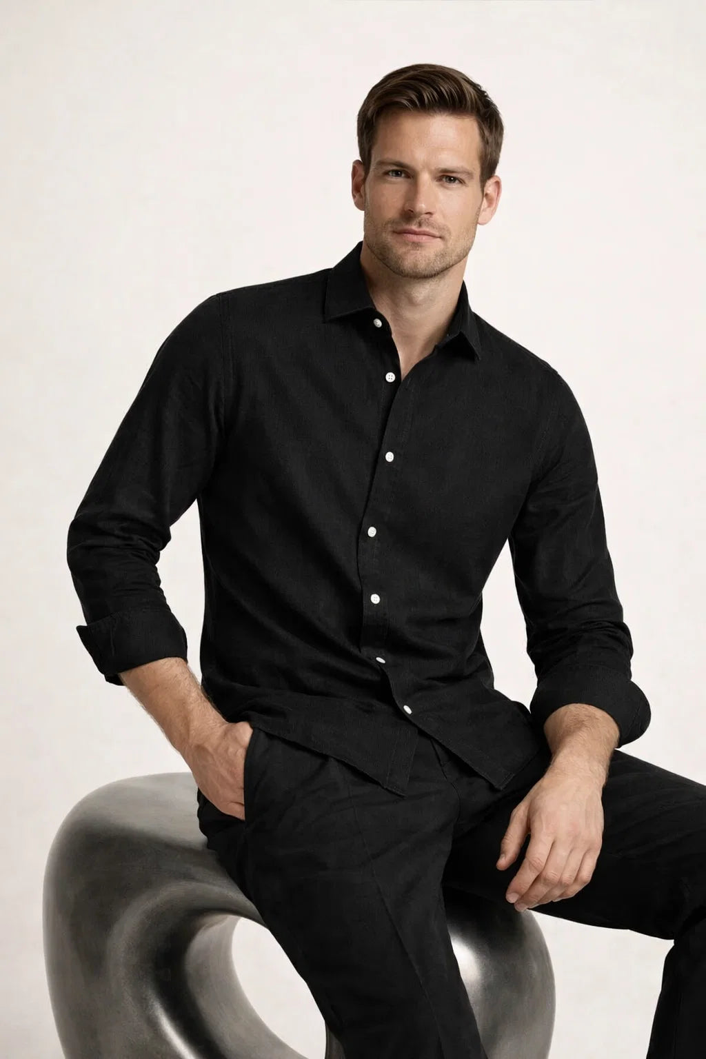 Avari Linen Shirt Black