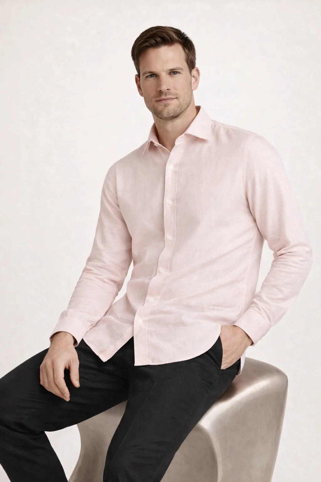 Avari Linen Shirt Salmon